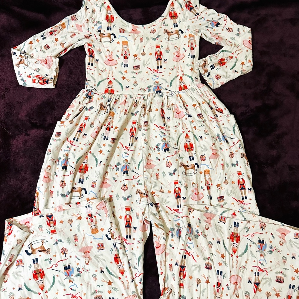 Sweet Honey leggy romper Nutcracker print